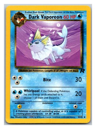 Dark Vaporeon 45/82 Team Rocket (Uncommon) (Unlimited Played Condition)