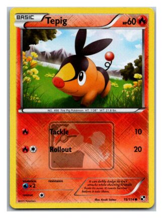 Tepig 15/114 Black & White Pokemon League Promo (Reverse Holo) (Exc Condition)