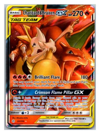 Charizard & Braixen GX 22/236 Cosmic Eclipse (Ultra Rare) (Exc Condition)