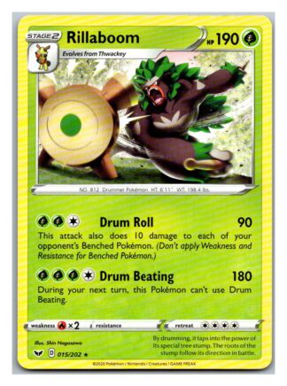 Rillaboom 15/202 Sword and Shield (Rare) (Exc Condition)