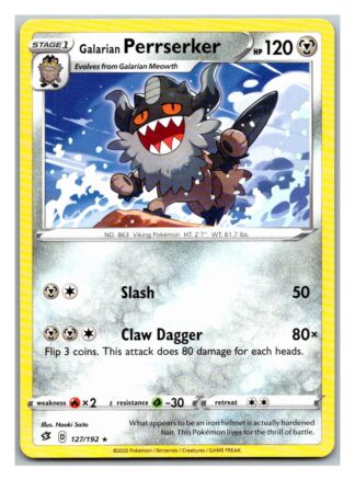 Galarian Perrserker 127/192 Rebel Clash (Rare) (Exc Condition)