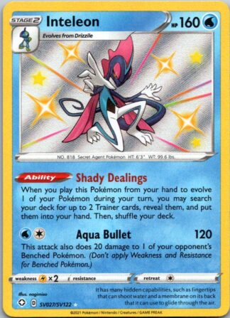 Inteleon SV027/SV122 Shining Fates (Shiny Holo) (NM-Exc Condition)