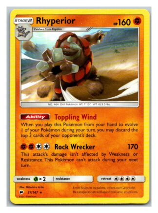 Rhyperior 67/147 Burning Shadows (Theme Deck Rare) (Exc Condition)