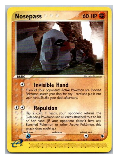 Nosepass 18/109 Ex Ruby & Sapphire (Rare) (Played Condition)