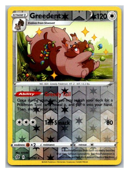 Greedent 152/192 Rebel Clash (Reverse Holo) (Exc Condition)