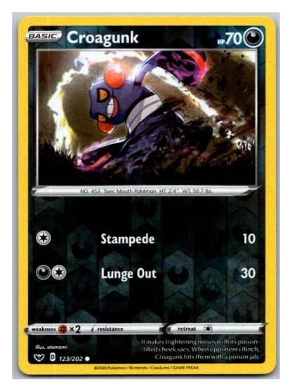 Croagunk 123/202 Sword and Shield (Reverse Holo) (Exc Condition)