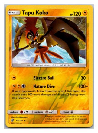 Tapu Koko 69/236 Unified Minds (Reverse Holo) (Exc Condition)