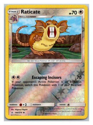 Raticate 144/214 Unbroken Bonds (Reverse Holo) (Exc Condition)
