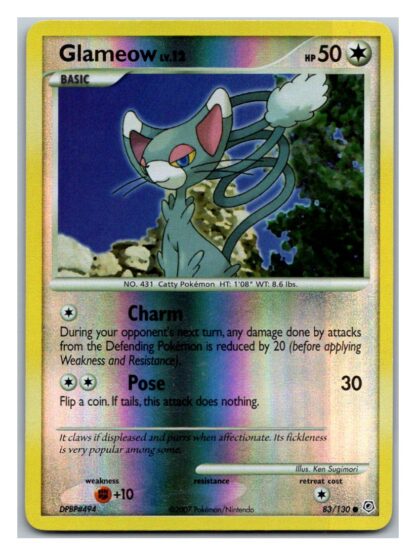 Glameow 83/130 Diamond & Pearl (Reverse Holo) (LP Condition)