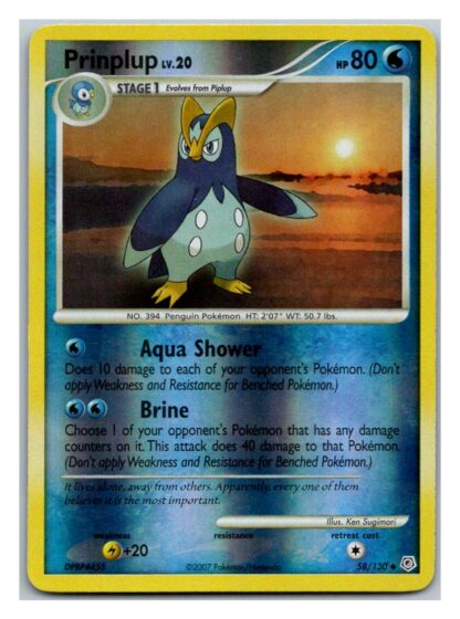Prinplup 58/130 Diamond & Pearl (Reverse Holo) (LP Condition)