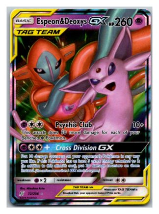 Espeon & Deoxys GX 72/236 Unified Minds (Ultra Rare) (Exc Condition)