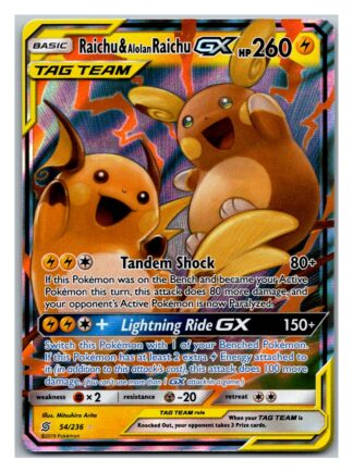Raichu & Alolan Raichu GX 54/236 Unified Minds (Ultra Rare) (Exc Condition)