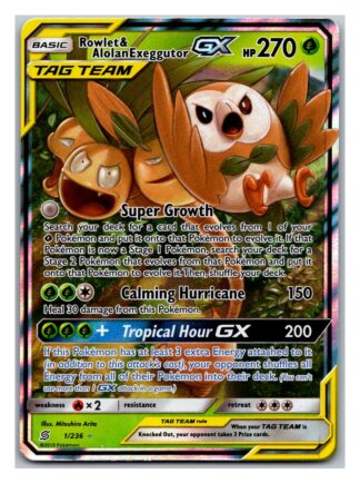 Rowlet & Alolan Exeggutor GX 1/236 Unified Minds (Ultra Rare) (Exc Condition)