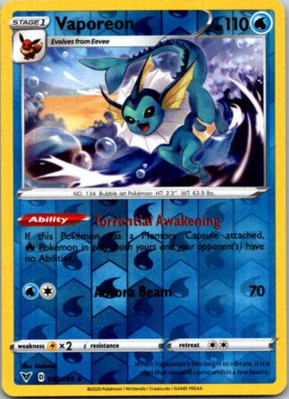 Vaporeon 30/185 Vivid Voltage (Reverse Holo) (NM-Exc Condition)