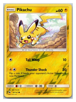 Pikachu 40/147 Burning Shadows (Reverse Holo) (Exc Condition)