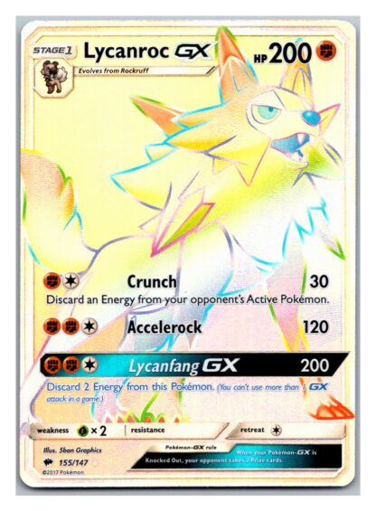 Lycanroc GX 155/147 Burning Shadows (Ultra Rare) (Exc Condition)