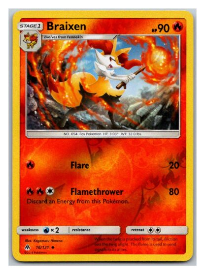 Braixen 16/131 Forbidden Light (Reverse Holo) (Exc Condition)