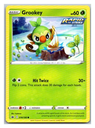 Grookey 16/198 Chilling Reign (Common) (NM-Exc Condition)