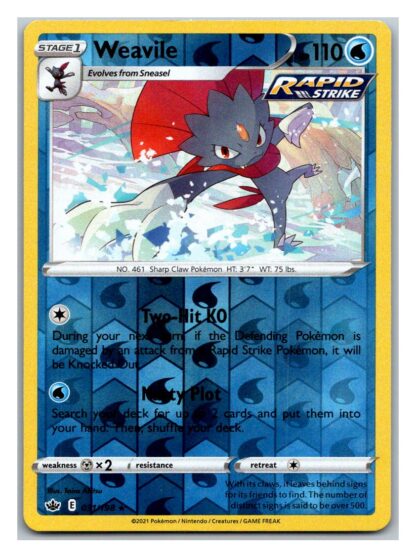 Weavile 31/198 Chilling Reign (Reverse Holo) (NM-Exc Condition)