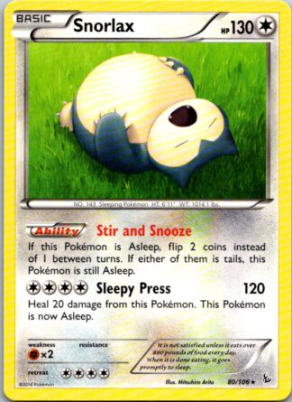 Snorlax 80/106 Flashfire (Rare) (LP Condition)