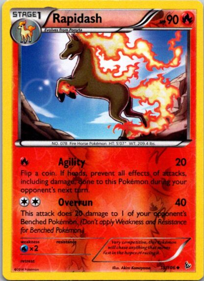 Rapidash 15/106 Flashfire (Reverse Holo) (LP Condition)