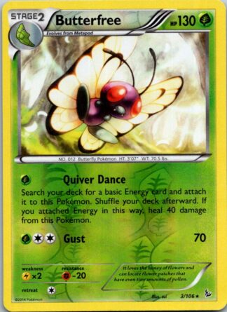 Butterfree 3/106 Flashfire (Reverse Holo) (LP Condition)