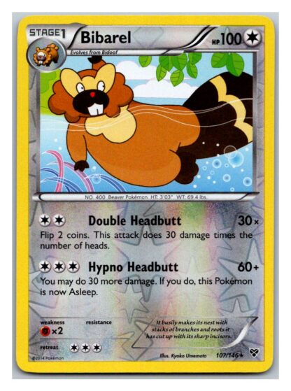 Bibarel 107/146 XY Base Set (Reverse Holo) (LP Condition)