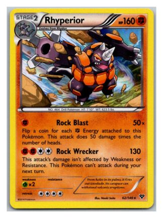 Rhyperior 62/146 XY Base Set (Reverse Holo) (LP Condition)