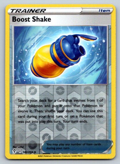 Boost Shake 142/203 Evolving Skies (Reverse Holo) (NM-Exc Condition)