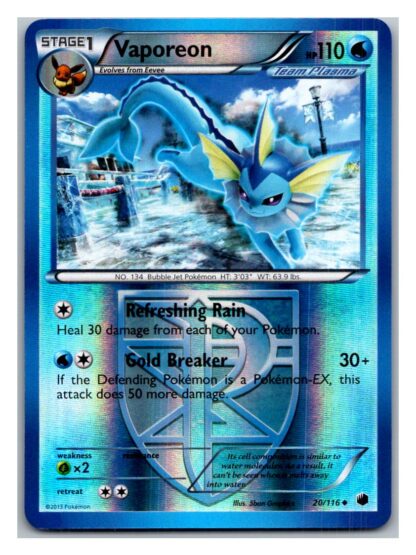 Vaporeon 20/116 Plasma Freeze (Reverse Holo) (Exc Condition)