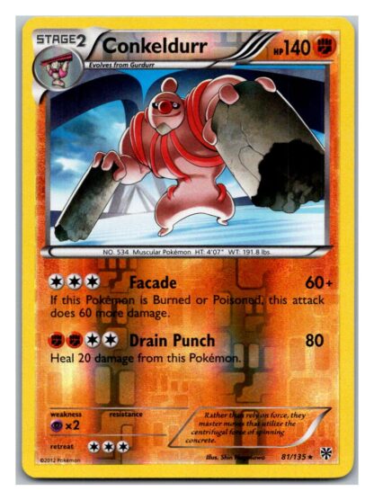 Conkeldurr 81/135 Plasma Storm (Reverse Holo) (Exc Condition)