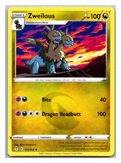 Zweilous 114/203 Evolving Skies (Uncommon) (NM-Exc Condition)