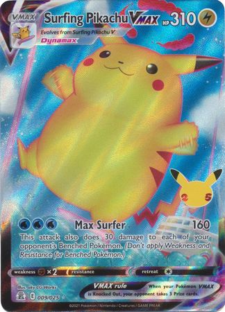 Surfing Pikachu Vmax 9/25 Celebrations (Ultra Rare) (NM-Exc Condition)