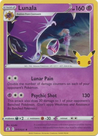 Lunala 15/25 Celebrations (Holo) (NM-Exc Condition)