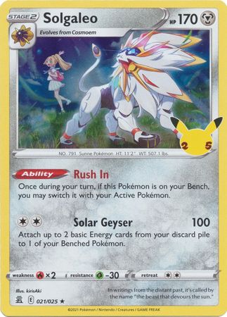 Solgaleo 21/25 Celebrations (Holo) (NM-Exc Condition)