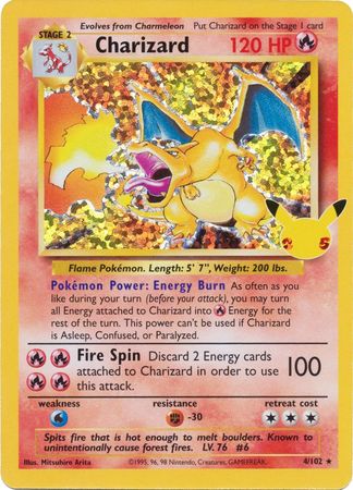 Charizard (Base Set) 4/102 Celebrations (Holo) (NM-Exc Condition)