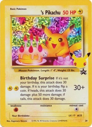 "Birthday" ________'s Pikachu (Black Star Promo) 24 Celebrations