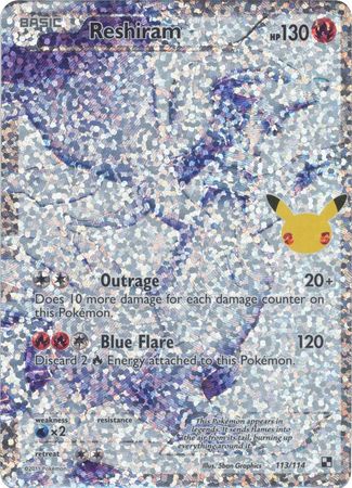 Reshiram (Black & White) 113/114 Celebrations (NM-Exc Condition)