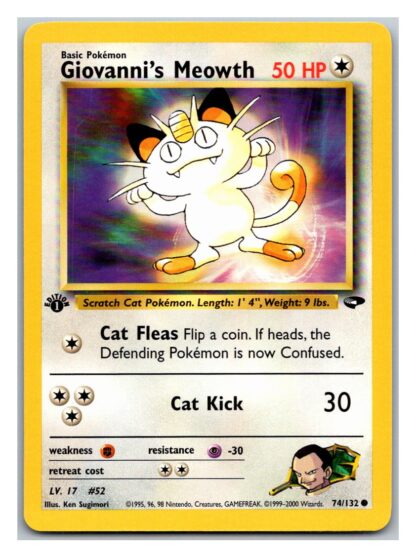 Giovanni's Meowth 74/132 Gym Challenge (Common) (1st Edition LP Condition)