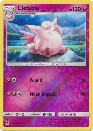 Clefable 40/68 Hidden Fates (Reverse Holo) (Exc Condition)