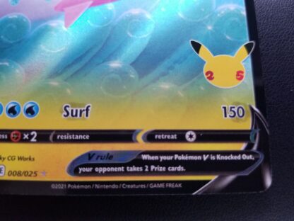 Surfing Pikachu 8/25 Celebrations *Ink Error* (Exc Condition) - Image 2