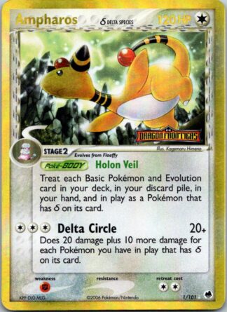 Ampharos 1/101 Dragon Frontiers (Reverse Holo) (P Condition)