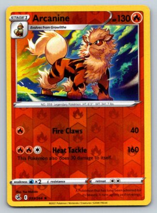 Arcanine 33/264 Fusion Strike (Reverse Holo) (NM-Exc Condition)