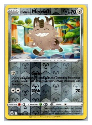 Galarian Meowth 180/264 Fusion Strike (Reverse Holo) (NM-Exc Condition)