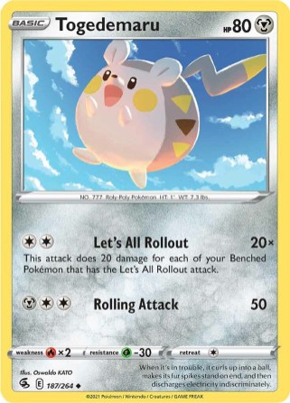Togedemaru 187/264 Fusion Strike (Uncommon) (NM-Exc Condition)