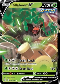 Rillaboom V 22/264 Fusion Strike (Ultra Rare) (NM-Exc Condition)