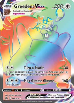 Greedent VMax 272/264 Fusion Strike (Ultra Rare) (NM-Exc Condition)