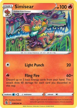 Simisear 038/264 Fusion Strike (Uncommon) (NM-Exc Condition)