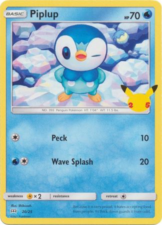 Piplup 20/25 Non-Holo McDonalds 25th Anniversary Promo (Exc Condition)