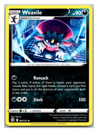 Weavile 87/172 Brilliant Stars (Uncommon) (NM-Exc Condition)